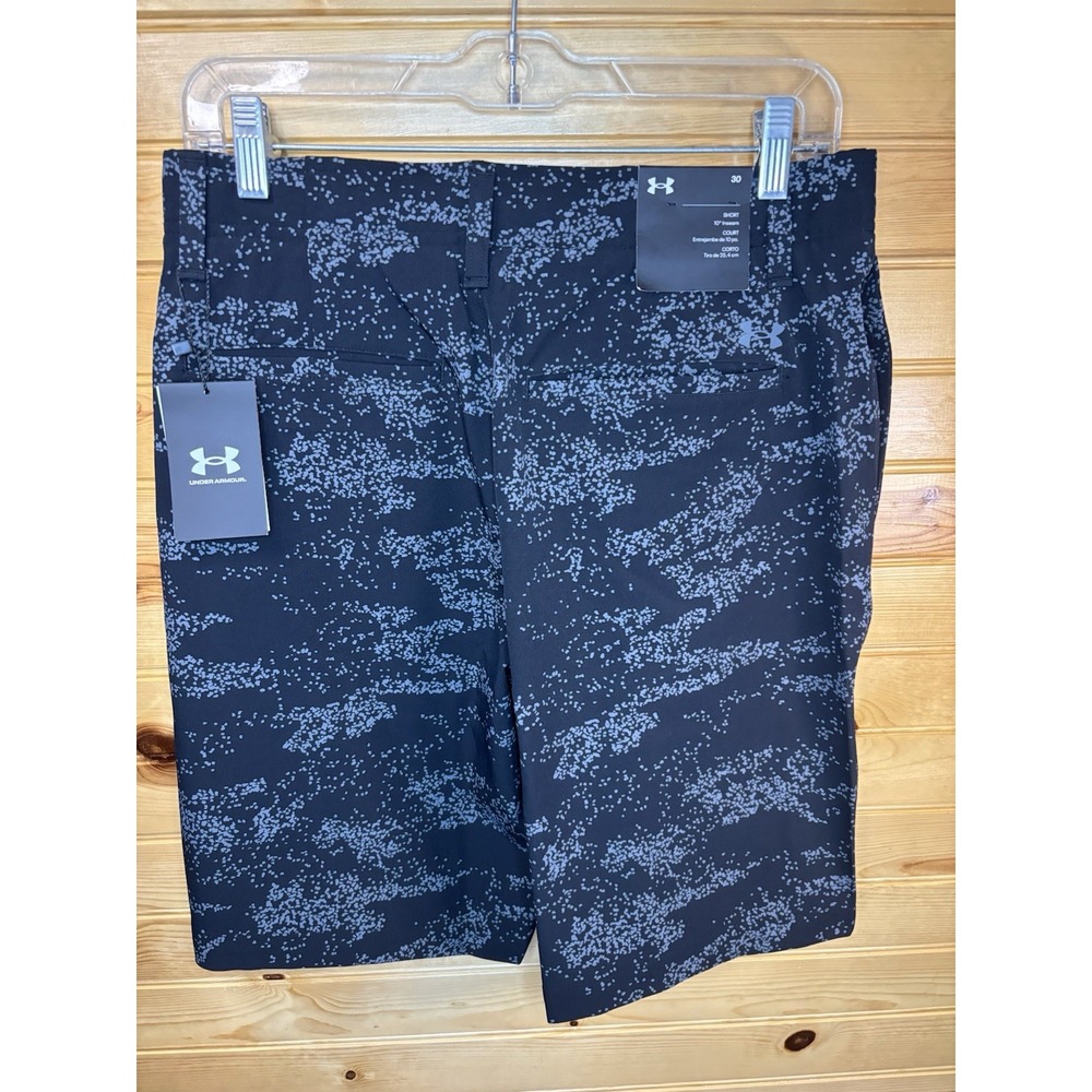 Under Armour Storm Golf Shorts Men's 30 Black Splatter Gray 10" Match Play $70
